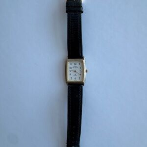 Japanese Made Gold-Tone Watch with Black Strap
